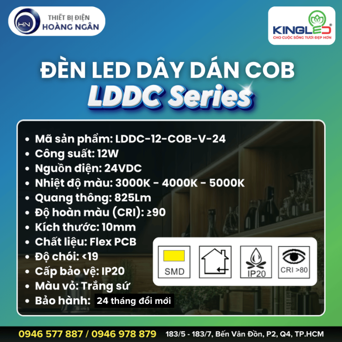 Đèn LED Dây Dán Tường COB KINGLED 24V