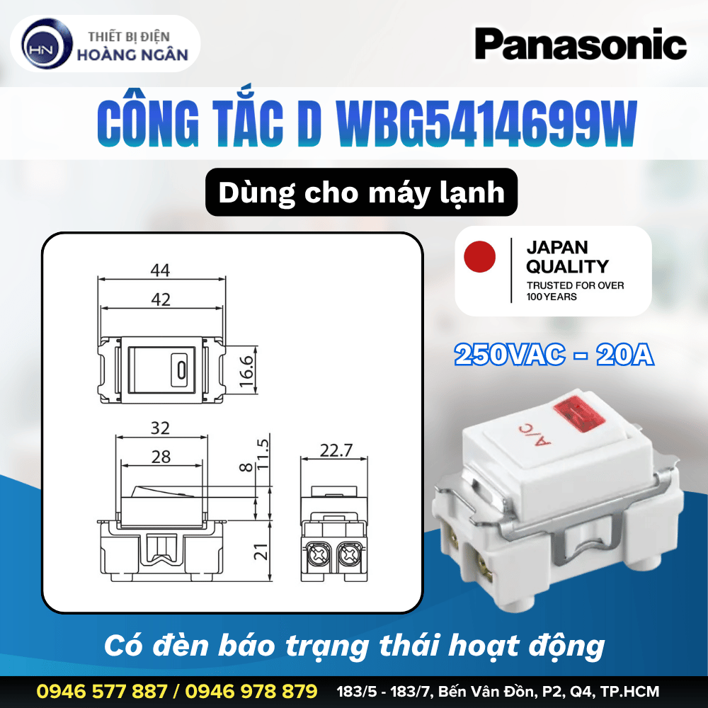 Công Tắc D Panasonic WBG5414699W Cho Máy Lạnh