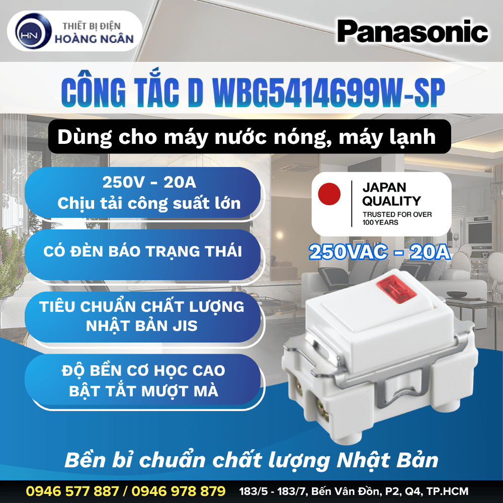 Công Tắc D WBG5414699W-SP Panasonic - Dùng Cho Máy Nước Nóng, Máy Lạnh