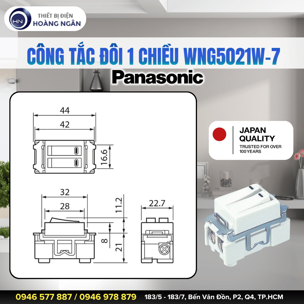Công Tắc Đôi 1 Chiều WNG5021W-7 Panasonic
