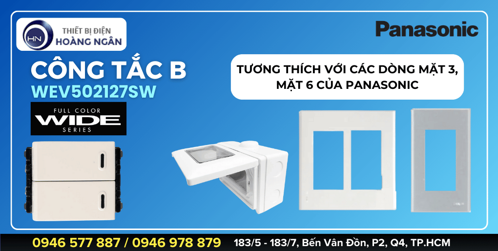 Công Tắc Đôi Panasonic WEV502127SW - Công tắc B 1 chiều cỡ trung