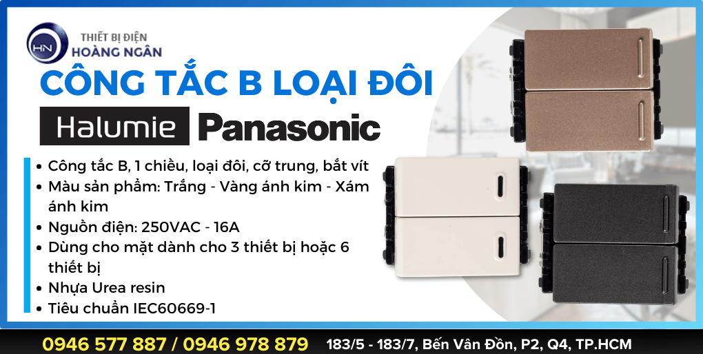 Công Tắc Đôi Panasonic WEVH554127 1 chiều, loại đôi, cỡ trung, bắt vít 