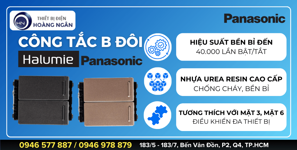 Công Tắc Đôi Panasonic WEVH554127MYZ 1 chiều, loại đôi, cỡ trung, bắt vít 