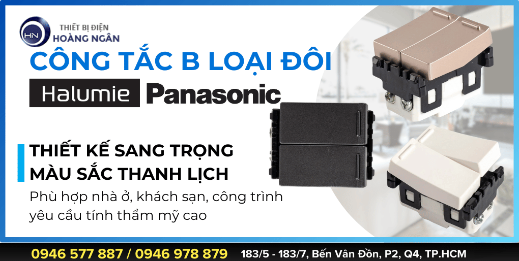 Công Tắc Đôi Panasonic WEVH554127 1 chiều, loại đôi, cỡ trung, bắt vít 