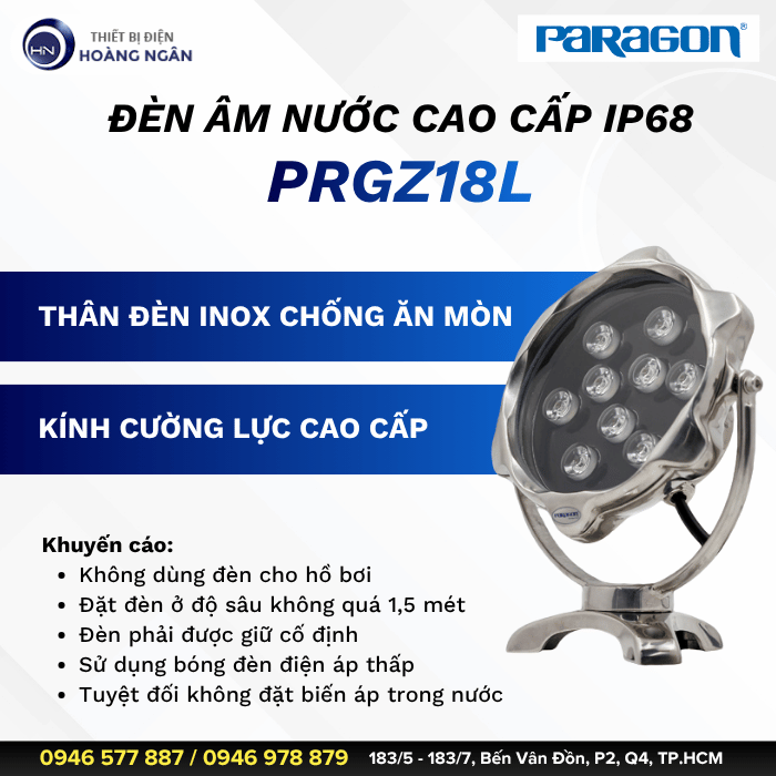 Đèn Âm Nước Paragon - Thiết bị điện Hoàng Ngân