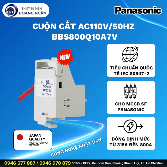 Cuộn Cắt AC110V50Hz BBS800Q10A7V Của MCCB SF Dòng Định Mức Từ 315A Đến 800A