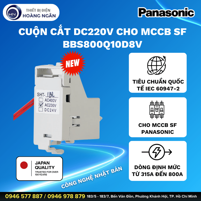 Cuộn cắt DC220V BBS800Q10D8V Panasonic của MCCB SF 315A - 800A