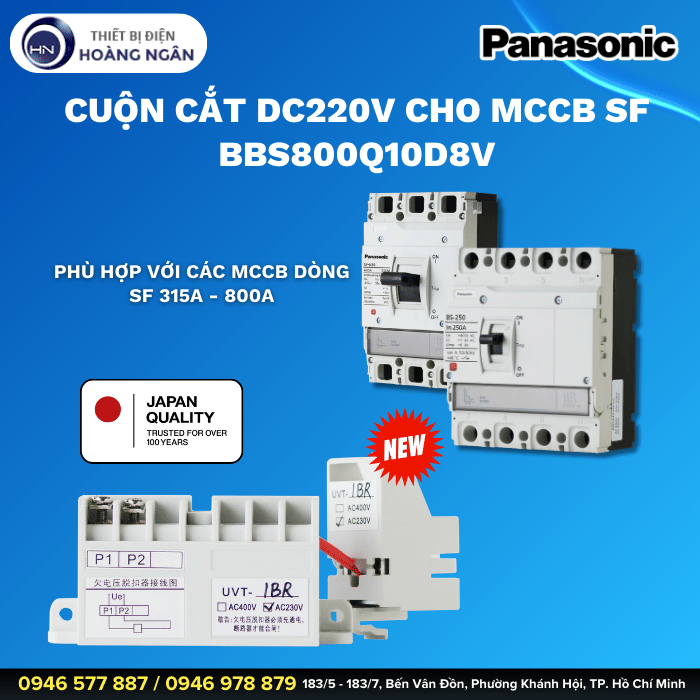 Cuộn cắt thấp áp AC240V50Hz cho MCCB SF 315A - 800A Panasonic BBS800Q30A2V