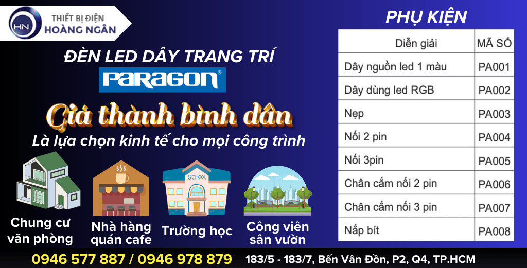 DÂY ĐÈN LED TRANG TRÍ PARAGON IP65 CHỐNG NƯỚC