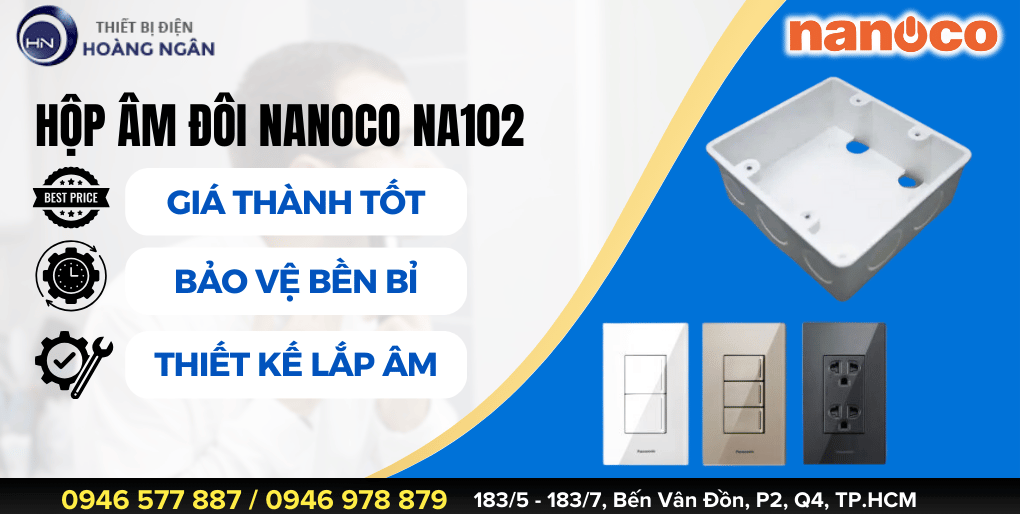 Đế Âm Vuông Nanoco NA102 (Hộp Âm Đôi)