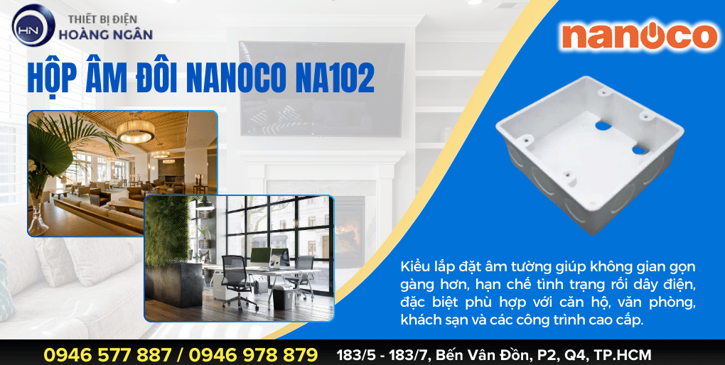 Đế Âm Vuông Nanoco NA102 (Hộp Âm Đôi)