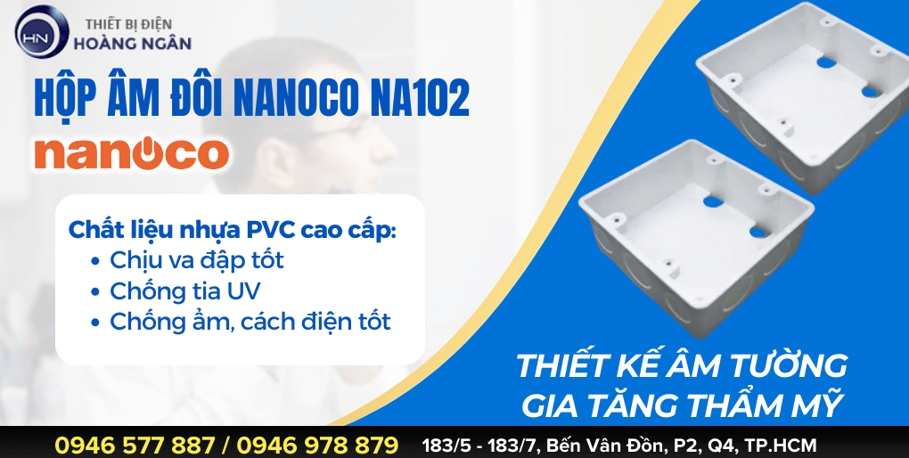 Đế Âm Vuông Nanoco NA102 (Hộp Âm Đôi)