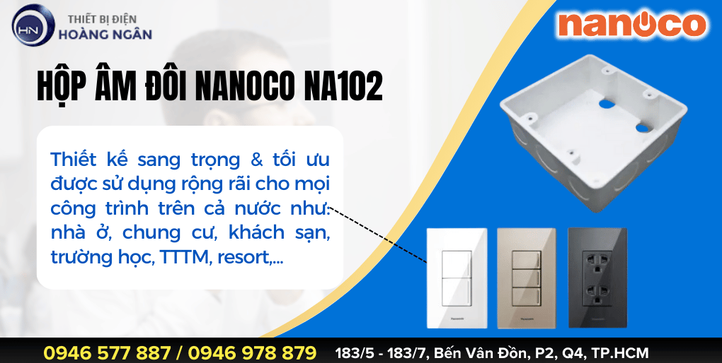 Đế Âm Vuông Nanoco NA102 (Hộp Âm Đôi)