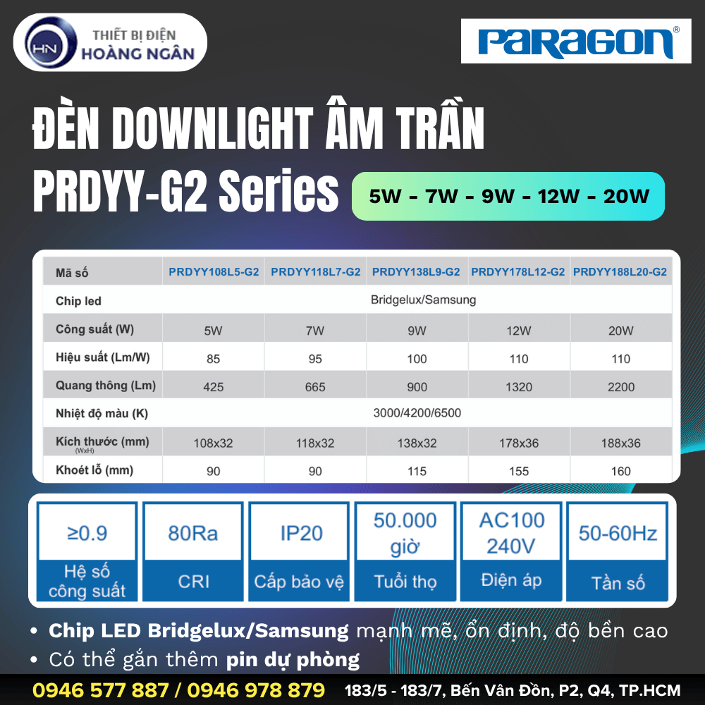 Đèn Âm Trần PARAGON PRDYY-G2 Series