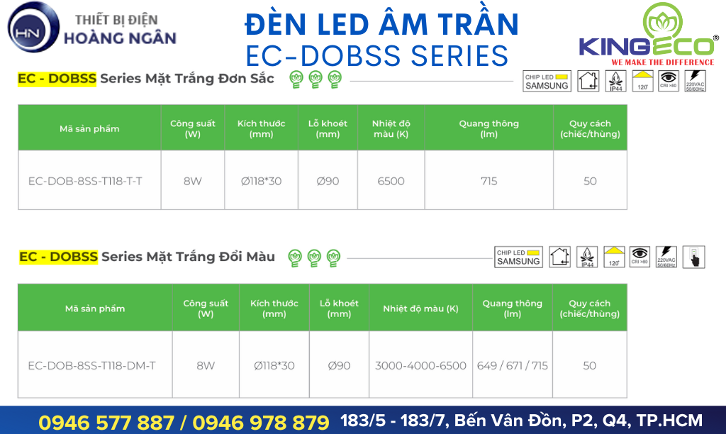 Đèn Âm Trần Thạch Cao KingEco EC-DOBSS Series