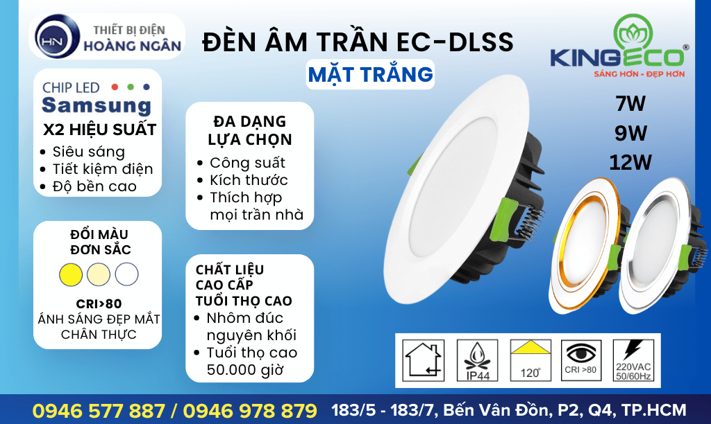 Đèn Âm Trần Thạch Cao EC-DLSS Series Mặt Trắng KingEco