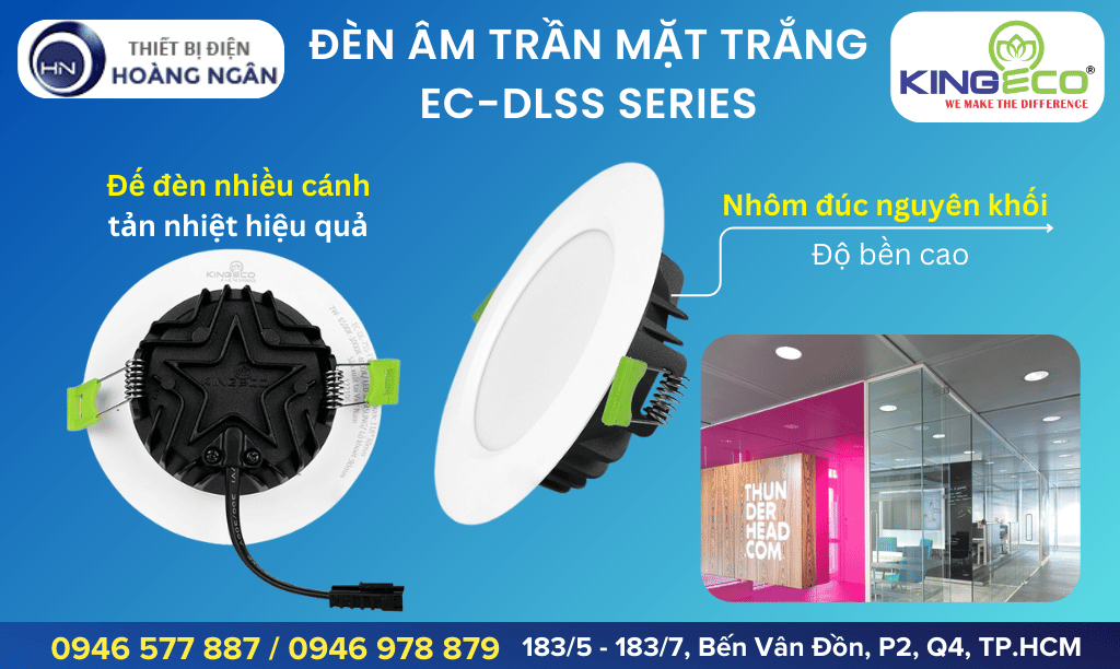 Đèn Âm Trần Thạch Cao EC-DLSS Series Mặt Trắng KingEco