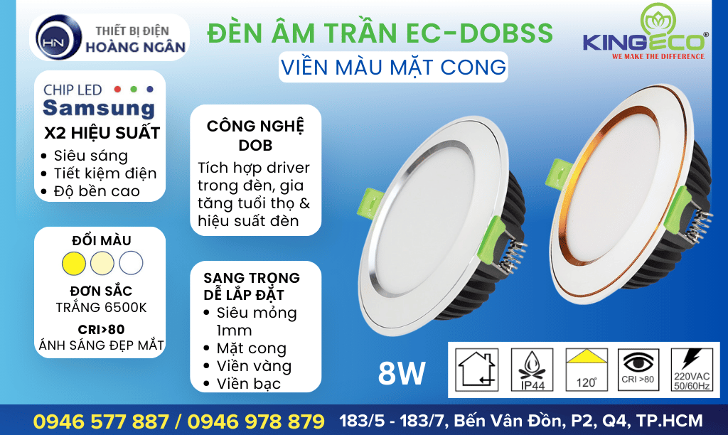 Đèn Âm Trần Viền Màu KingEco EC-DOBSS Series Mặt Cong