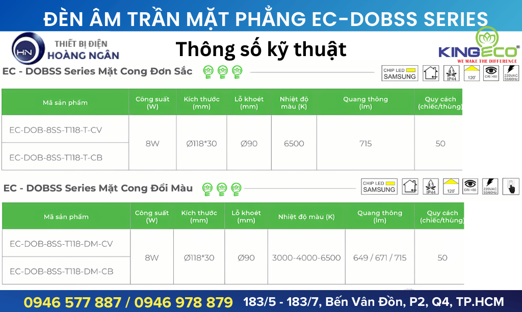 Đèn Âm Trần Viền Màu KingEco EC-DOBSS Series Mặt Cong