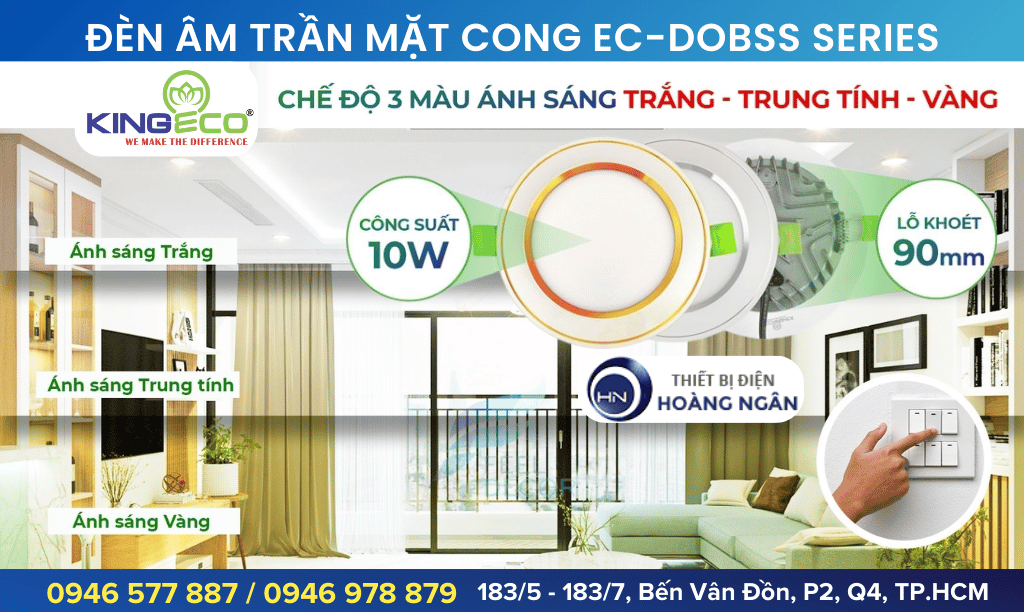 Đèn Âm Trần Viền Màu KingEco EC-DOBSS Series Mặt Cong