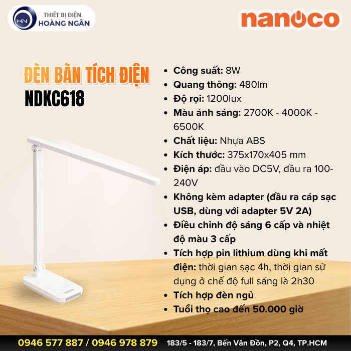 Đèn Bàn LED Chống Ánh Sáng Xanh NDKC618 Nanoco