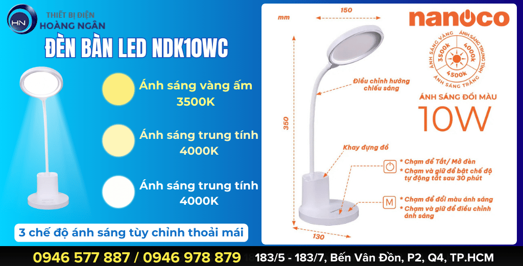Đèn Bàn Học Nanoco NDK10WC