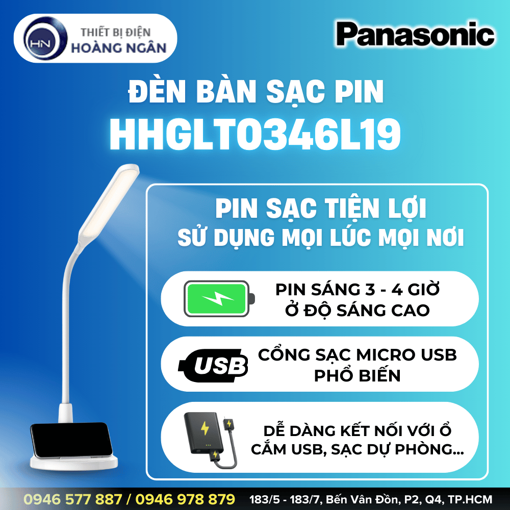 Đèn Bàn Học Sạc Pin Panasonic HHGLT0346L19