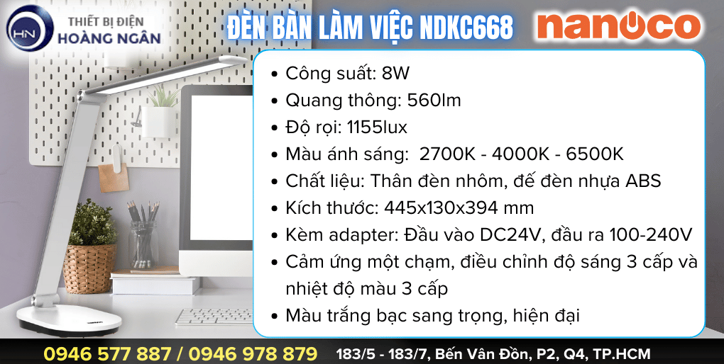 Đèn Bàn Làm Việc Cao Cấp Nanoco NDKC668