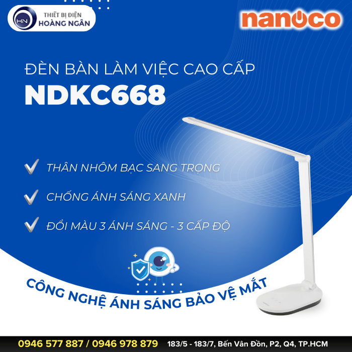 Đèn Bàn Làm Việc Cao Cấp Nanoco NDKC668 Chống Ánh Sáng Xanh