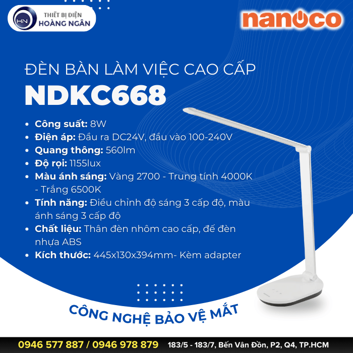 Đèn Bàn Làm Việc Cao Cấp Nanoco NDKC668