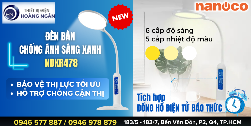 Đèn Bàn Làm Việc Chống Ánh Sáng Xanh Nanoco NDKR478