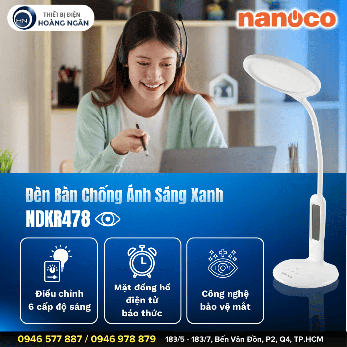 Đèn Bàn Làm Việc Chống Ánh Sáng Xanh Nanoco NDKR478