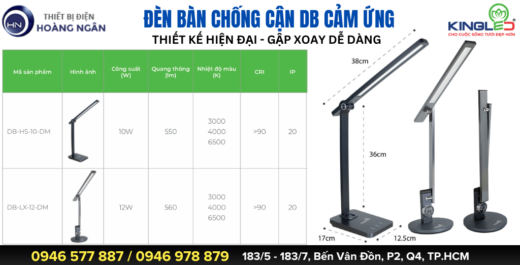 Đèn Bàn Học Chống Cận DB Series KingLED cảm ứng hiệu quả