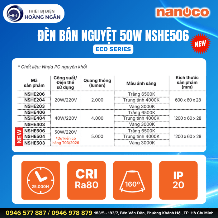 Đèn Bán Nguyệt 50W Nanoco NSHE506