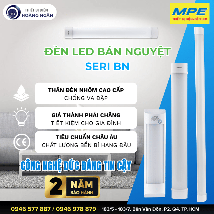 Đèn Bán Nguyệt Thân Đèn Nhôm MPE  Seri BN