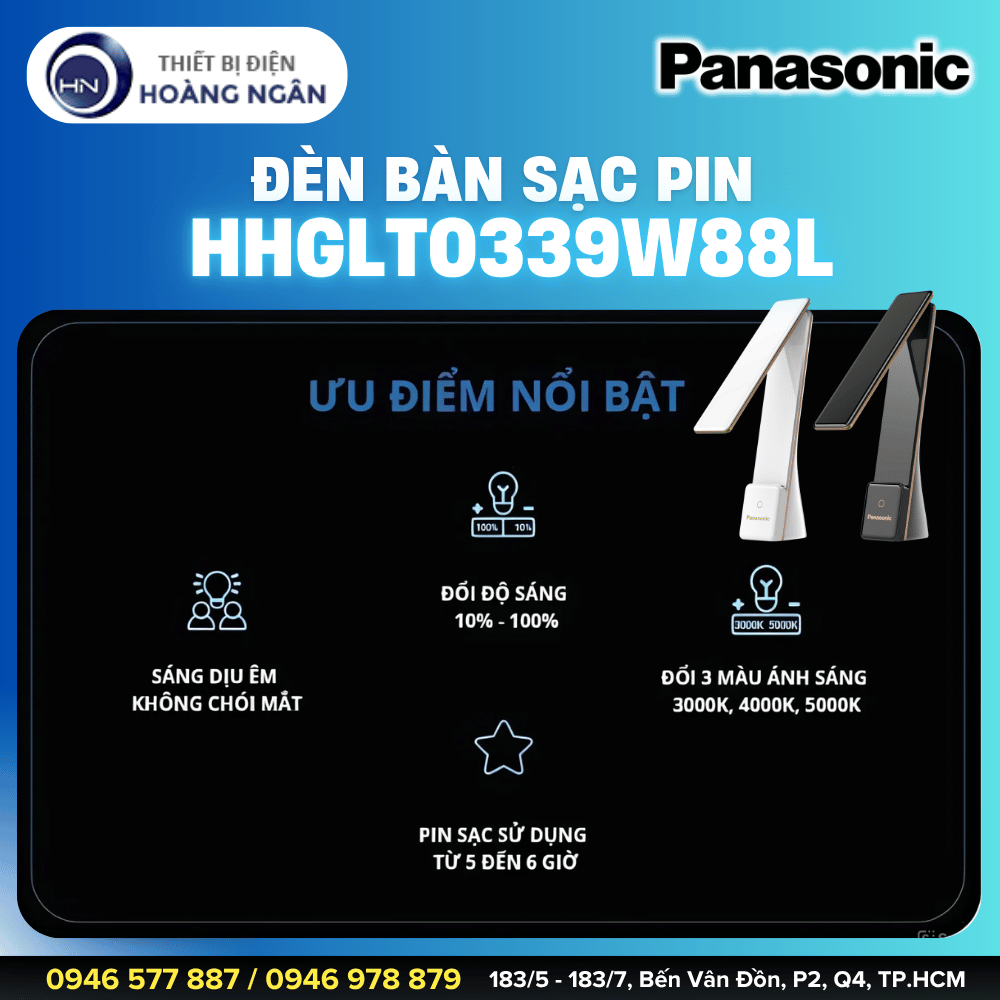Đèn Bàn Thông Minh Sạc Pin Panasonic HHGLT0339W88L và HHGLT0339B88L