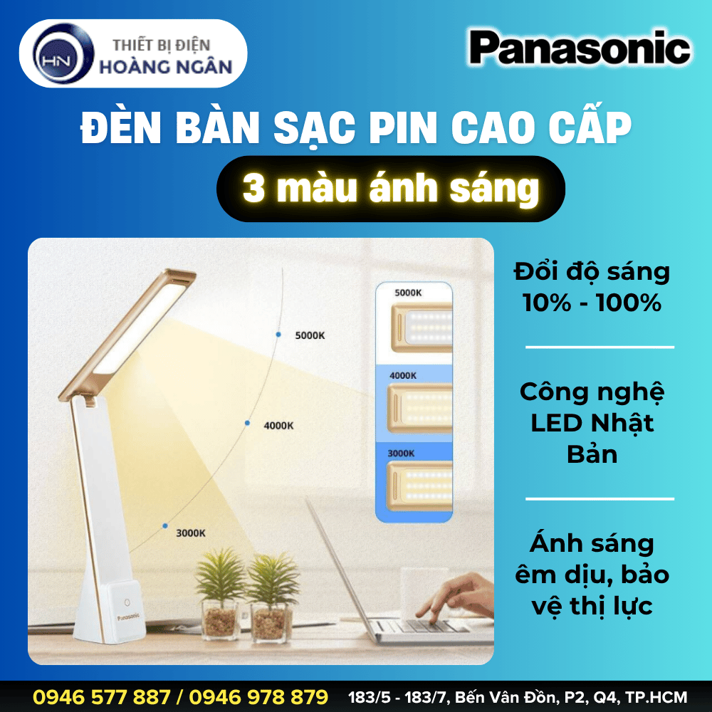 Đèn Bàn Thông Minh Sạc Pin Panasonic HHGLT0339W88L, HHGLT0339B88L