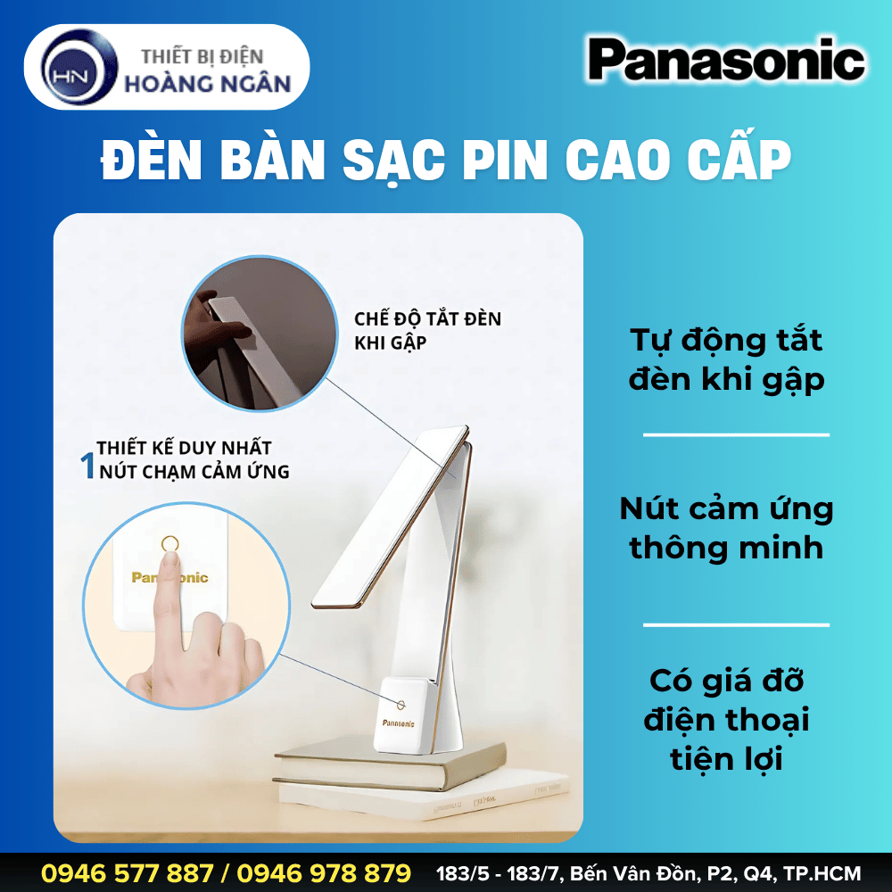 Đèn Bàn Thông Minh Sạc Pin Panasonic HHGLT0339W88L, HHGLT0339B88L