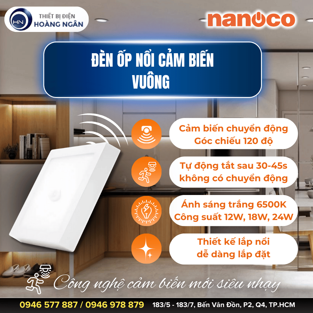 Đèn Cảm Biến Chuyển Động Ốp Nổi  Tròn