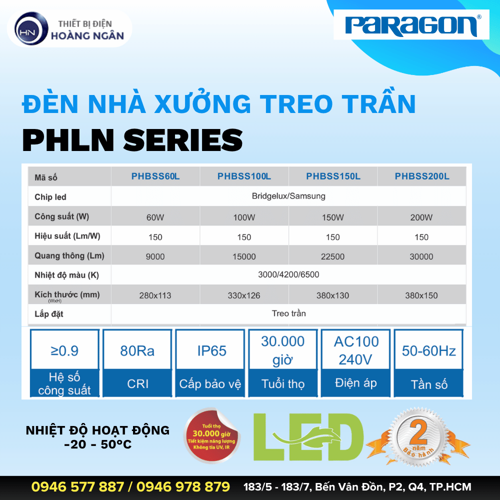 Đèn Cao Áp Treo Trần Paragon PHLN Series