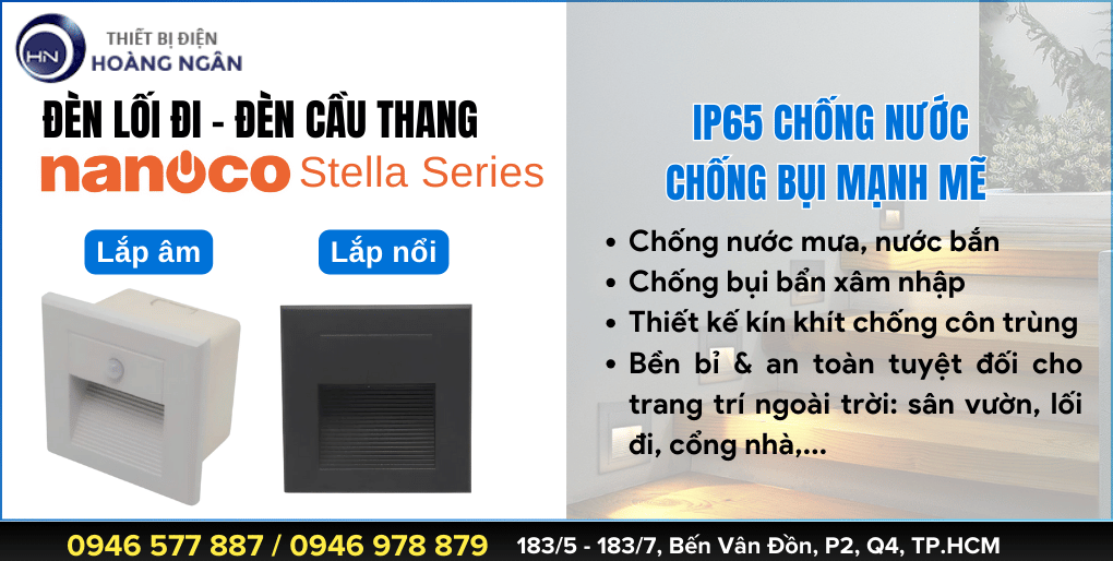 Đèn Chân Cầu Thang Chống Nước Nanoco Stella Series