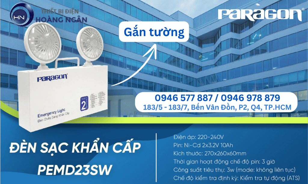 Đèn Chiếu Sáng Sự Cố Paragon PEMD23SW Gắn Tường