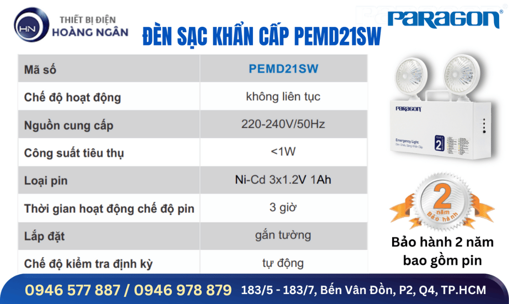 Đèn chiếu sáng sự cố Paragon PEMD21SW