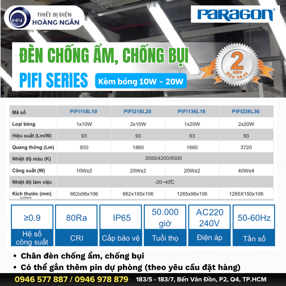 Đèn Chống Thấm, Chống Bụi Paragon PIFI Series