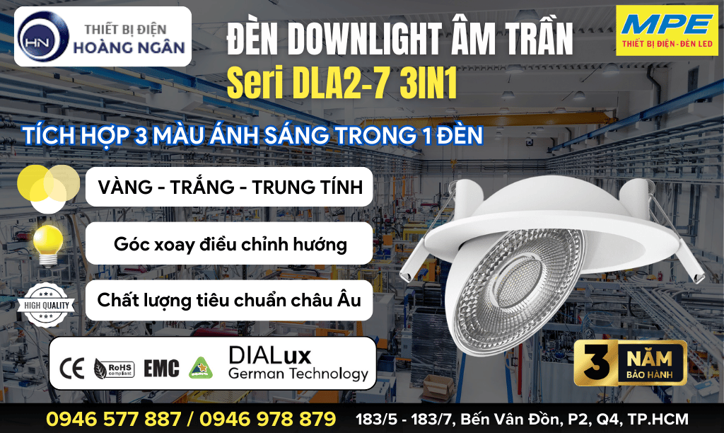 Đèn LED Downlight MPE Seri DLA2 - 3IN1 Điều Chỉnh Hướng Chiếu Sáng 