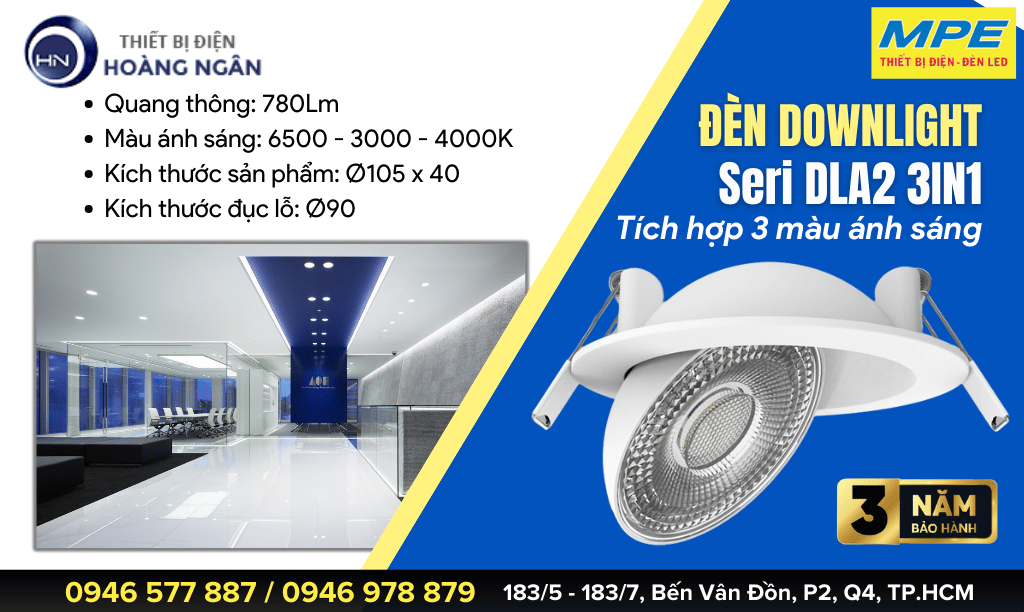 Đèn LED Downlight MPE Seri DLA2 Điều Chỉnh Hướng Chiếu Sáng 