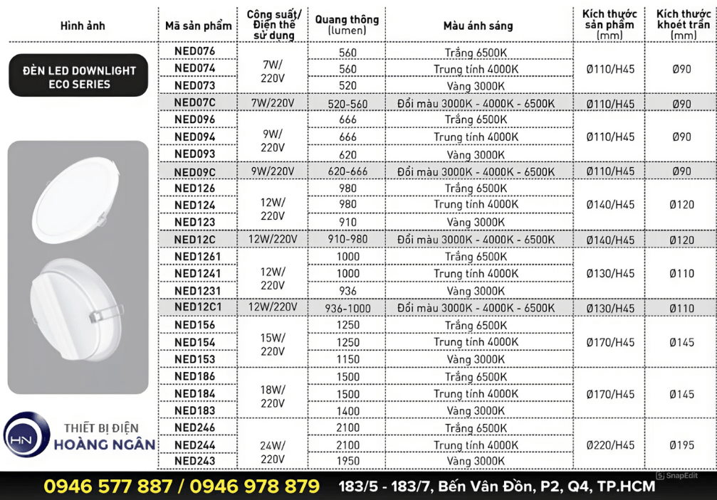 Đèn Downlight Âm Trần Nanoco ECO Series