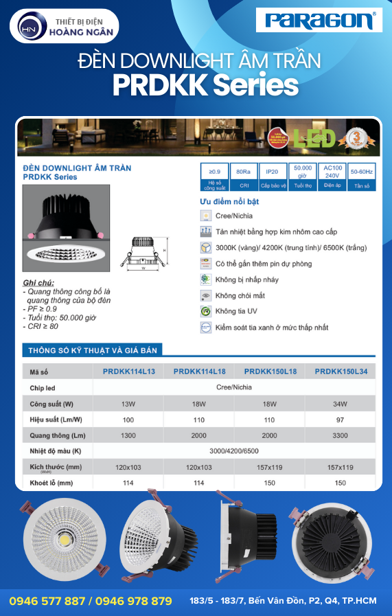 Đèn Downlight Âm Trần PRDKK Series Paragon