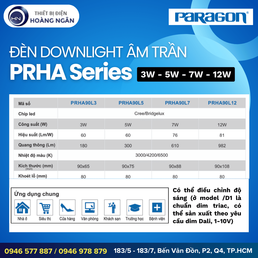 Đèn Downlight Âm Trần Paragon PRHA Series
