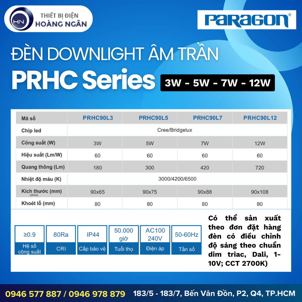 Đèn Downlight Âm Trần Paragon PRHC Series
